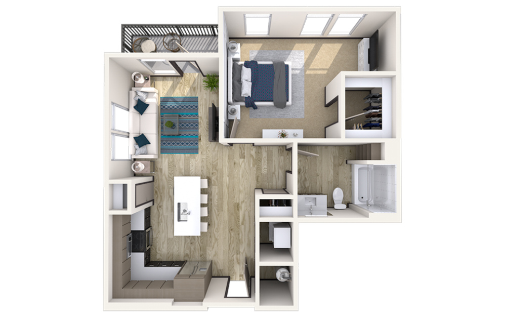 A8 - 1 bedroom floorplan layout with 1 bath and 912 square feet.